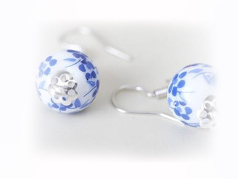 Blue & White Porcelain Traditional Earrings